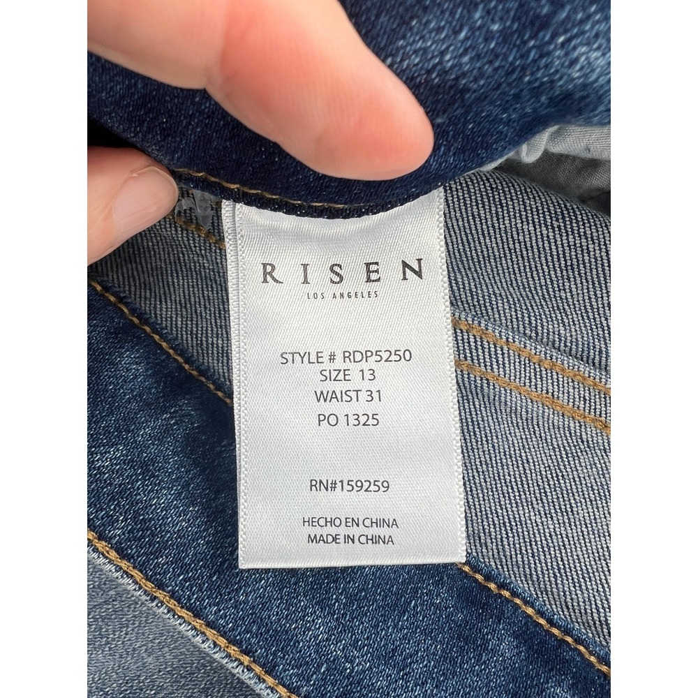 Risen Jeans Womens 31 High Rise Cropped Straight Leg Medium Wash Raw Hem - Picture 11 of 13